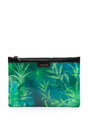Versace Pre-Owned 2000-2026 PVC Jungle Print Zipped clutch bag - Green