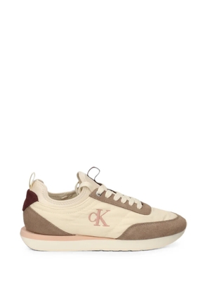 Calvin Klein suede-panelled logo-embroidered runner sneakers - Neutrals