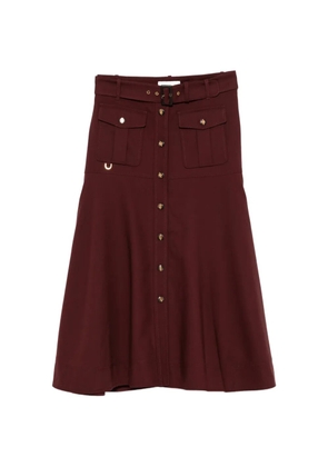 ZIMMERMANN belted button-front midi skirt - Red