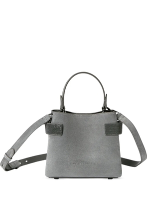 Brunello Cucinelli Essence small top-handle bag in suede with precious bands - Grey