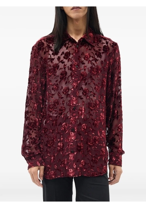 Ann Demeulemeester Andre floral-devoré shirt - Red