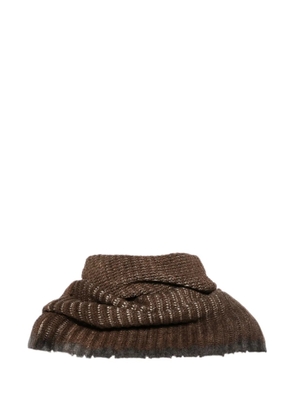 Avant Toi ribbed-knit distressed-effect scarf - Brown