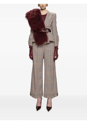 NISSA checked wide-leg trousers - Neutrals