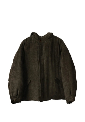 Aviva Jifei Xue padded linen-velvet parka - Brown