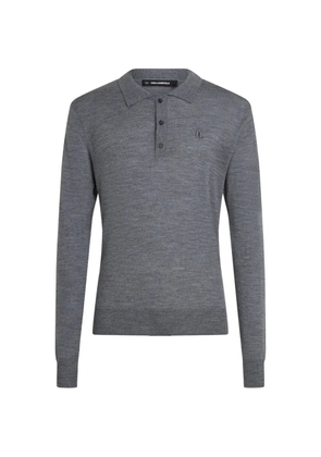 Karl Lagerfeld merino wool long-sleeved polo shirt - Grey
