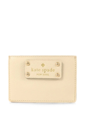 Kate Spade logo-plaque leather card case - Neutrals