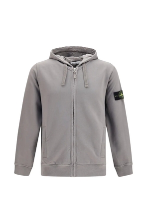 Stone Island logo-patch zip-up hoodie - Grey