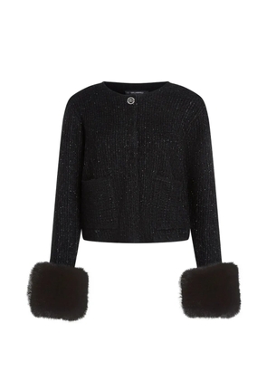 Karl Lagerfeld faux fur-trim knitted cardigan - Black