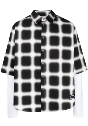 COUNTY OF MILAN blurred-check layered shirt - Black