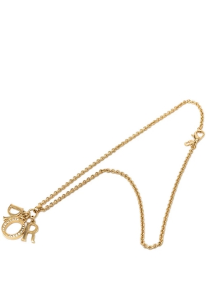 Christian Dior Pre-Owned 20th Century Gold Plated Strass Logo Pendant Necklace costume necklace