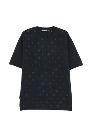 Karl Lagerfeld monogram-embroidered crew-neck T-shirt - Blue
