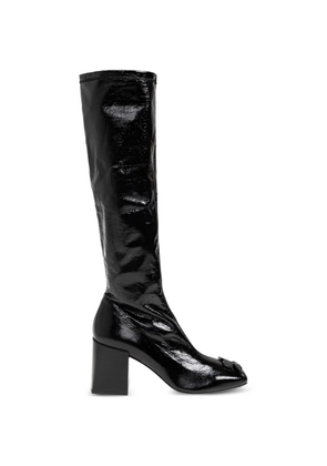 Courrèges Reedition patent finish knee-high boots - Black