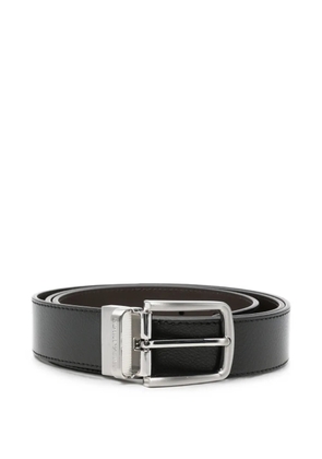 Emporio Armani logo-engraved leather belt - Black