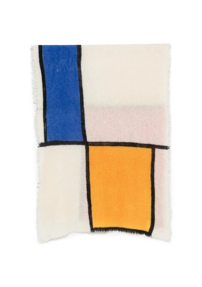 Faliero Sarti Patos colour-block frayed scarf - White