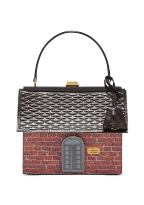 Moschino brick-print house-shaped tote bag - Red