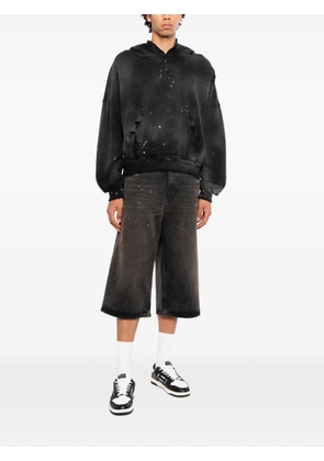 MOOJI MOOJI paint-splatter distressed hoodie - Black