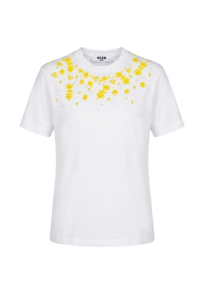 MSGM bead-embellished floral-motif T-shirt - White