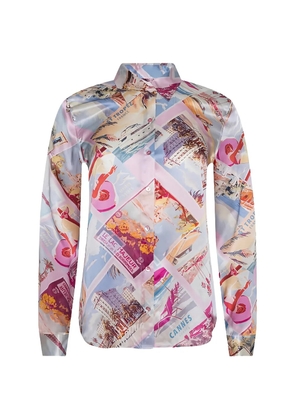 L'Agence Tyler postcard-print silk blouse - Blue