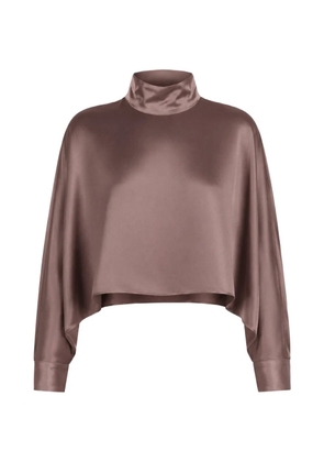 LAPOINTE high-neck satin blouse - Brown