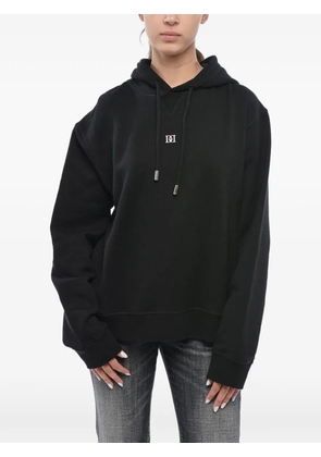 DSQUARED2 monogram-plaque drawstring hoodie - Black