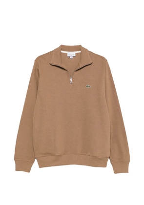Lacoste logo-patch zip-fastening polo shirt - Brown