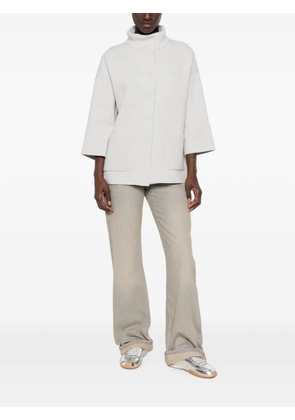 anne claire high-neck patch-pocket cardigan - Grey