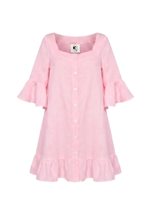 Sleeper Marseille ruffled linen short dress - Pink
