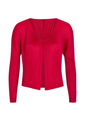 Pleats Please Issey Miyake pleated open-front top - Red