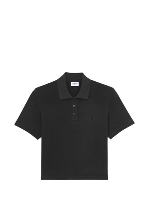 Saint Laurent logo-embroidered piqué polo shirt - Black