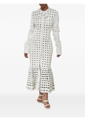 Off-White eyelet-embellished belted midi dress
