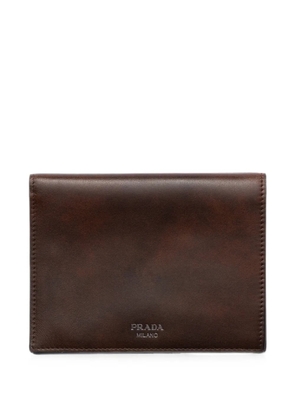 Prada antiqued-leather wallet - Brown