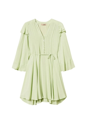 TWINSET short crêpe de Chine dress with ruffles - Green