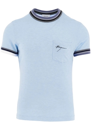 Ferragamo stripe-tipping jersey T-shirt - Blue