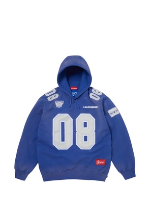 Supreme logo-patch jersey hoodie - Blue