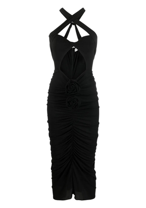 Magda Butrym floral-appliqué cut-out midi dress - Black
