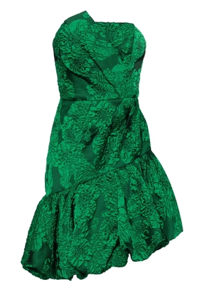 Marchesa Notte Calathea asymmetric minidress - Green