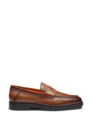 Santoni leather penny loafers - Brown