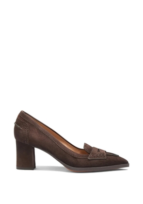 Santoni penny-slot pointed-toe pumps - Brown