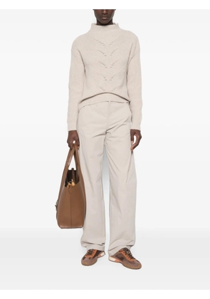 Herno pointelle-knit ribbed-trim sweater - Neutrals