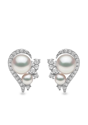 Yoko London 18kt white gold Trend freshwater pearl and diamond earrings - Silver