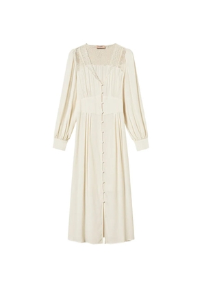 TWINSET long jacquard dress with lace - Neutrals