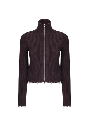 MM6 Maison Margiela ribbed cotton zip cardigan - Brown