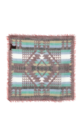 Valentino Garavani geometric-pattern frayed scarf - Red