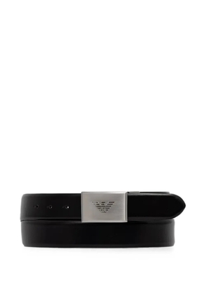 Emporio Armani logo-plaque leather belt - Black