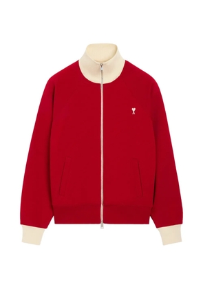 AMI Paris zipped cotton sweatshirt with Ami de Coeur - Red