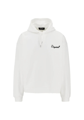 DSQUARED2 logo-embroidered drawstring hoodie - White