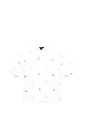 Simone Rocha embroidered puff-sleeve shirt - Neutrals