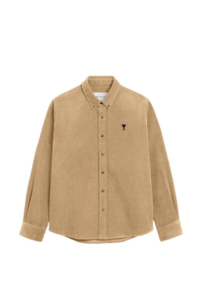AMI Paris corduroy shirt with Ami de Coeur - Neutrals