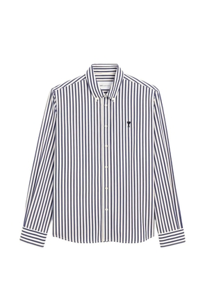 AMI Paris striped cotton shirt with Ami de Coeur - Blue