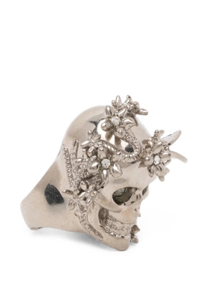 Alexander McQueen floral-embellished Skull ring - Silver